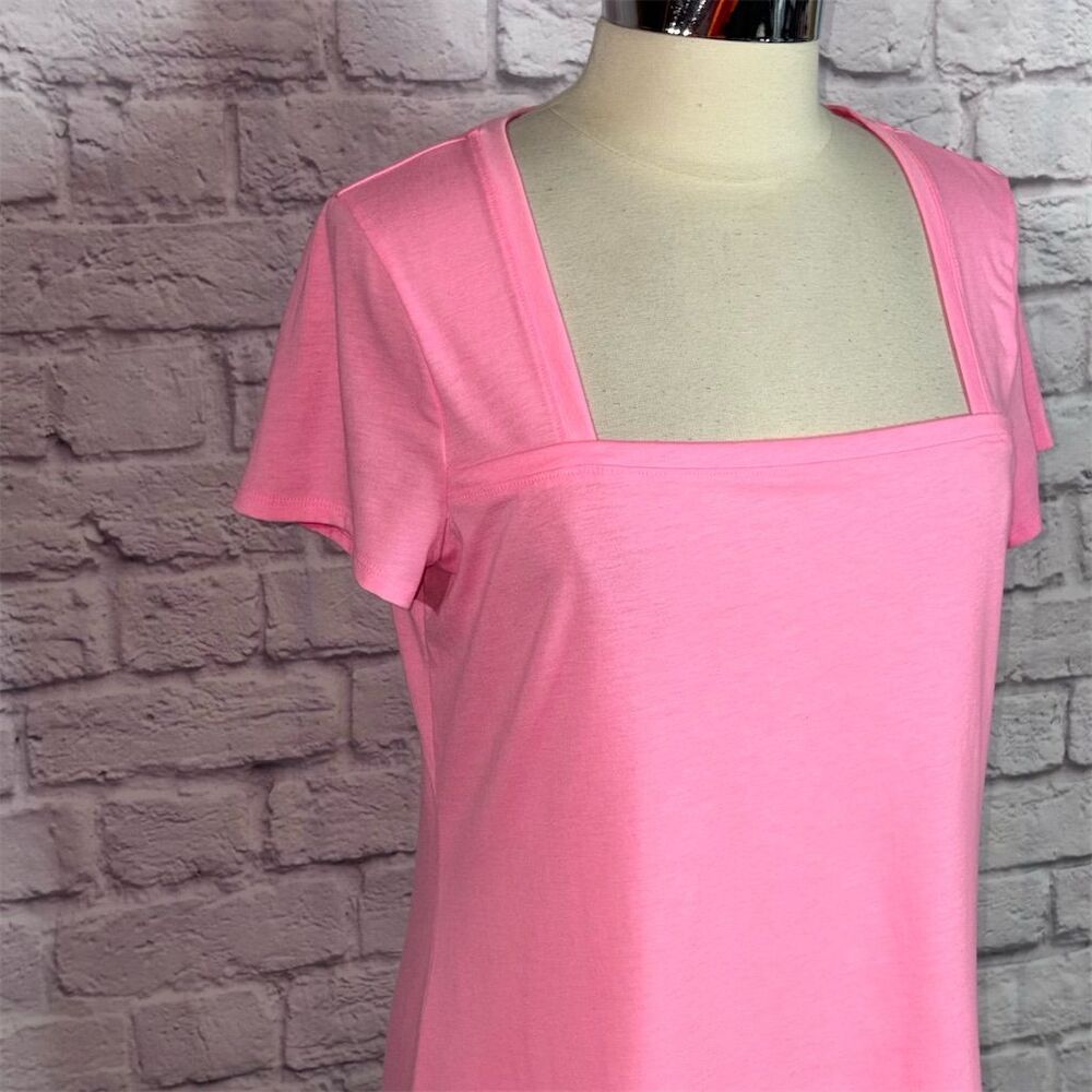 🚫SOLD🚫 Lilly Pulitzer Women's Rexa Square Neck Stretch Pink Short Sleeve Top - Picture 4 of 8